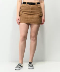 Angel Kiss Brown Corudory Belted Mini Skirt 12 Angel Kiss Brown Corudory Belted Mini Skirt -Swimwear Store Angel Kiss Brown Corudory Belted Mini Skirt 350988 alt3 US