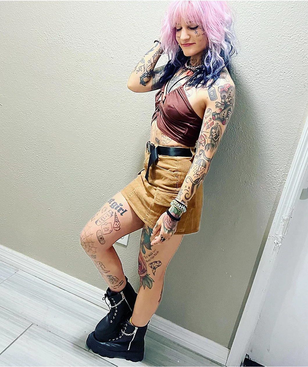 Angel Kiss Brown Corudory Belted Mini Skirt 8 Angel Kiss Brown Corudory Belted Mini Skirt - Image 8