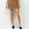 Angel Kiss Brown Corudory Belted Mini Skirt