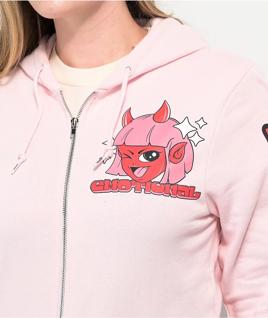 Broken Promises Emo Girl Pink Zip Hoodie 3 Broken Promises Emo Girl Pink Zip Hoodie - Image 3