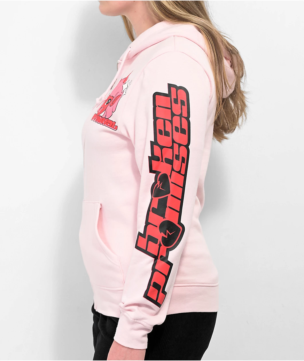 Broken Promises Emo Girl Pink Zip Hoodie 5 Broken Promises Emo Girl Pink Zip Hoodie - Image 5