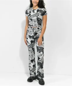 Broken Promises Mixed Media Black & White Flare Pants 11 Broken Promises Mixed Media Black & White Flare Pants -Swimwear Store Broken Promises Mixed Media Black White Flare Pants 358062 alt3 US