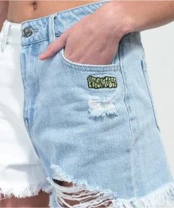 Broken Promises Outsider Split Light Blue Denim Shorts -Swimwear Store Broken Promises Outsider Split Light Blue Denim Shorts 355404 alt1 US