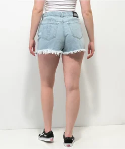 Broken Promises Outsider Split Light Blue Denim Shorts -Swimwear Store Broken Promises Outsider Split Light Blue Denim Shorts 355404 alt5 US