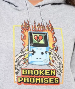 Broken Promises Pushing My Buttons Grey Hoodie -Swimwear Store Broken Promises Pushing My Buttons Grey Hoodie 361464 alt1 US