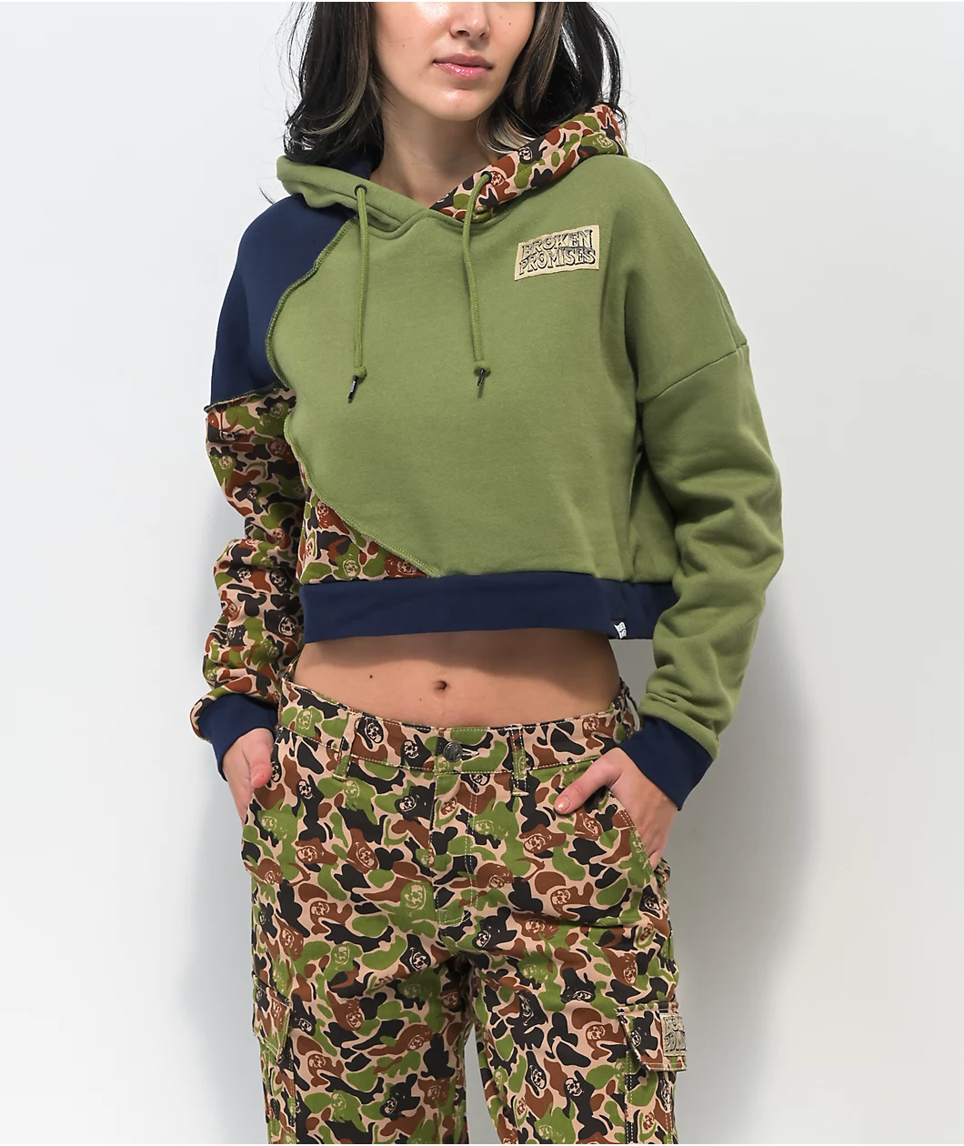 Broken Promises Reaper Camo Patchwork Crop Hoodie 1 Broken Promises Reaper Camo Patchwork Crop Hoodie