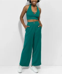 Broken Promises Salvage Teal Wide Leg Pants -Swimwear Store Broken Promises Salvage Teal Wide Leg Pants 356483 alt2 US