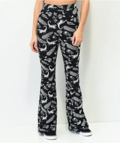 Broken Promises Tropic Disaster Black Flare Pants