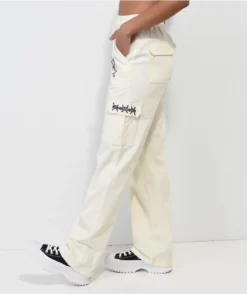 Broken Promises X Happy Bunny Focus On Me White Cargo Pants -Swimwear Store Broken Promises x Happy Bunny Focus On Me White Cargo Pants 364238 alt1 US