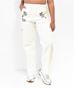 Broken Promises X Happy Bunny Focus On Me White Cargo Pants -Swimwear Store Broken Promises x Happy Bunny Focus On Me White Cargo Pants 364238 alt5 US