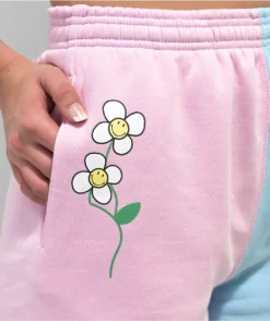 By Samii Ryan Smiley Never Stop Pink & Blue Split Sweat Shorts -Swimwear Store By Samii Ryan Smiley Never Stop Pink Blue Split Sweat Shorts 349781 alt2 US