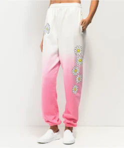 By Samii Ryan X Smiley Kind People Pink & White Dip Dye Sweatpants
