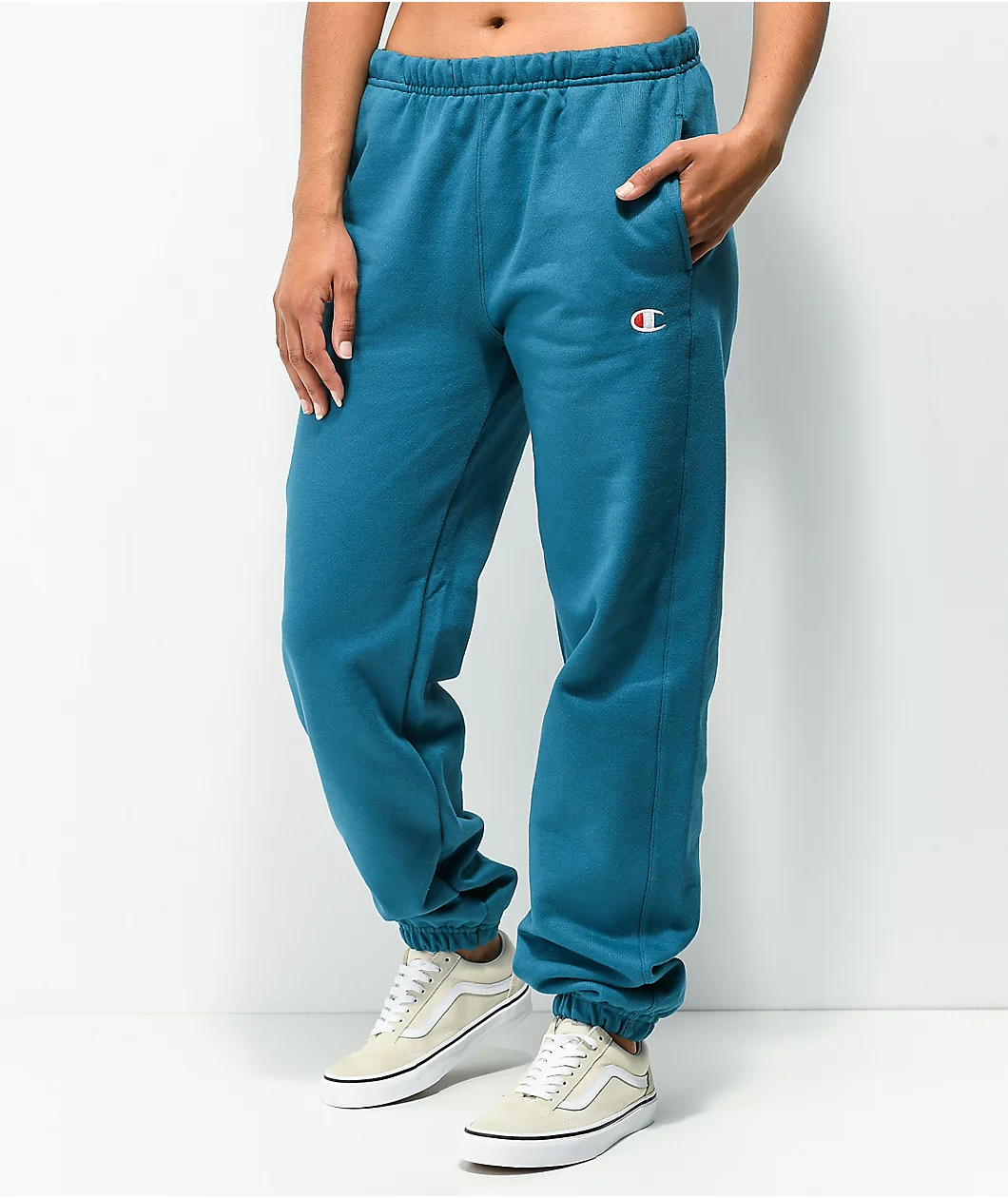 Champion Reverse Weave Boyfriend Fit Teal Sweatpants 3 Champion Reverse Weave Boyfriend Fit Teal Sweatpants - Image 3