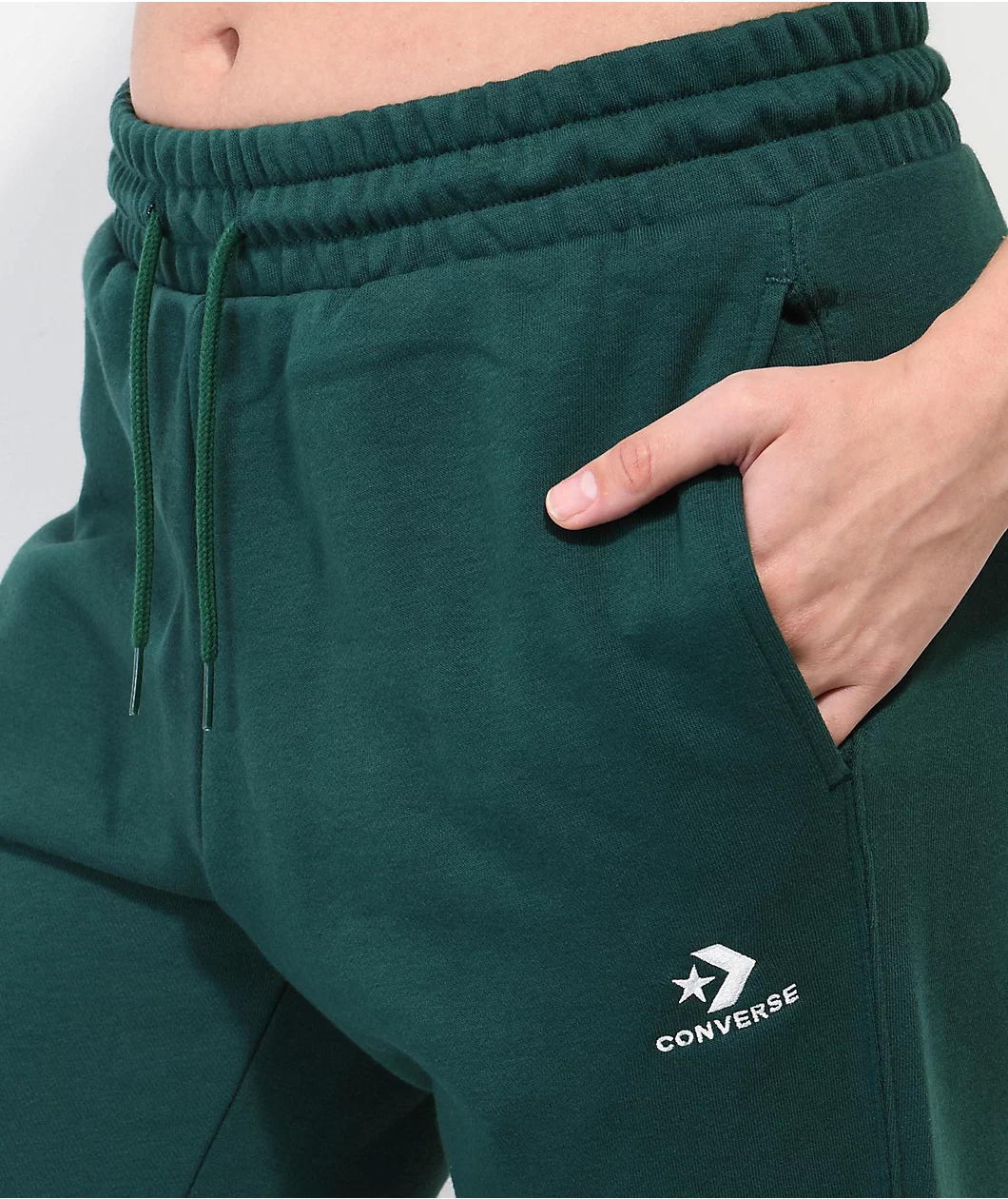 Converse Embroidered Classic Green Sweatpants 4 Converse Embroidered Classic Green Sweatpants - Image 4