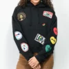 Cross Colours Patches Black Crop Hoodie