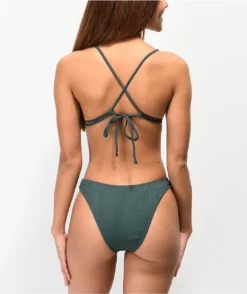 Damsel Aftan Rib Green High Leg Bikini Bottom -Swimwear Store Damsel Aftan Rib Green High Leg Bikini Bottom 308188 back US