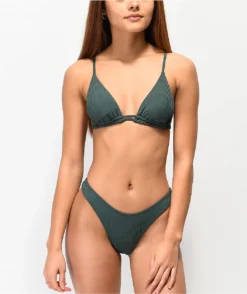Damsel Aftan Rib Green High Leg Bikini Bottom