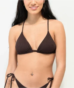Swimwear Store 5 Damsel Chestnut Flat Ribbed Triangle Bikini Top