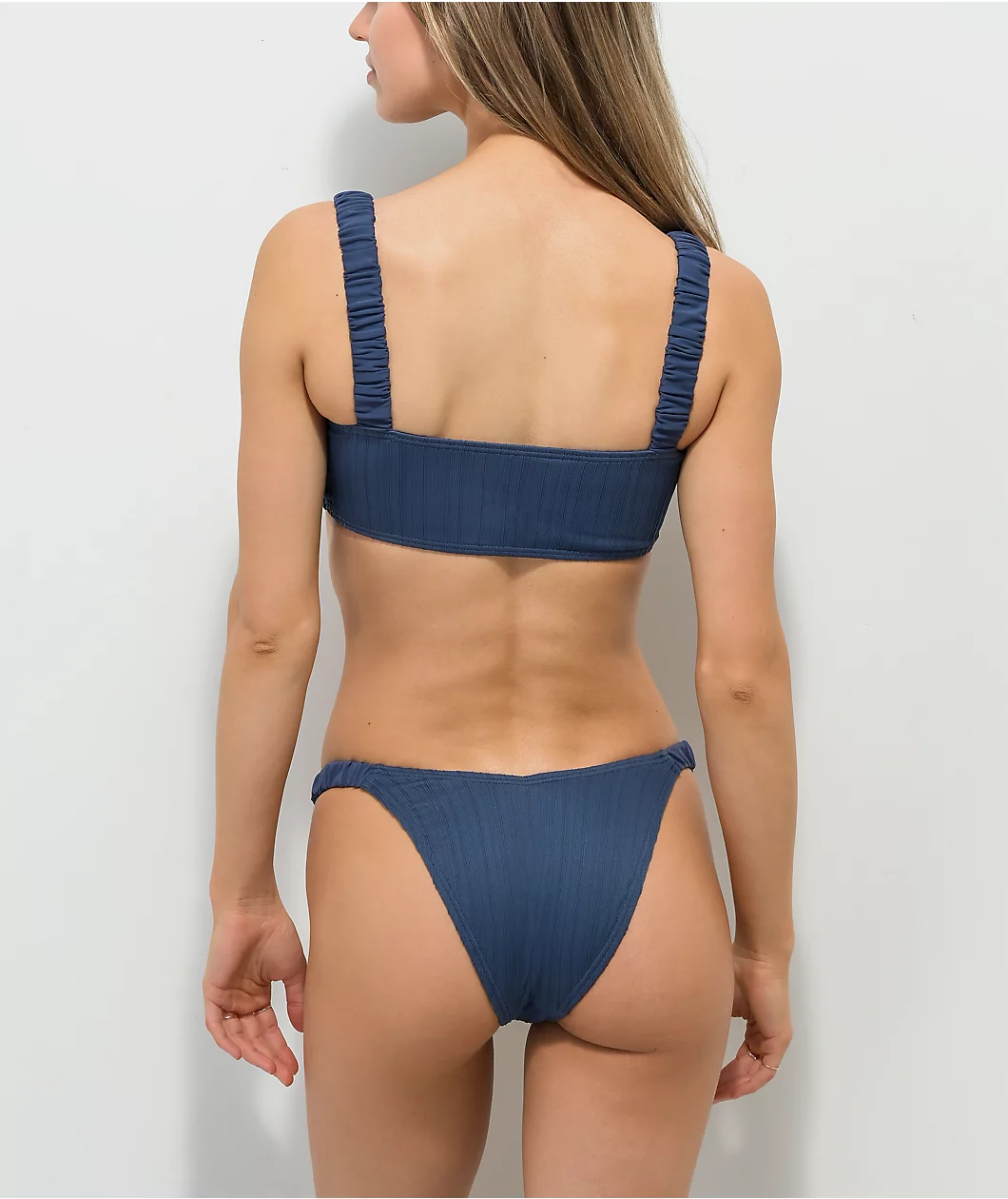 Damsel Denim Scrunchie Rib High Leg Bikini Bottom 2 Damsel Denim Scrunchie Rib High Leg Bikini Bottom - Image 2
