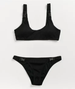 Damsel Jess Ribbed Black Sport Buckle Bikini Top -Swimwear Store Damsel Jess Ribbed Black Sport Buckle Bikini Top 337838 alt1 US