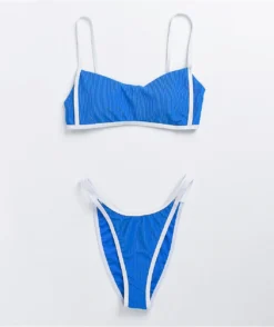 Damsel Maldive Mini Rib Blue Bandeau Bikini Top -Swimwear Store Damsel Maldive Mini Rib Blue Bandeau Bikini Top 346288 alt3 US
