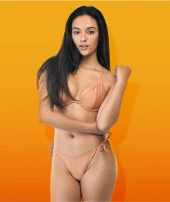 Damsel Nia Crosshatch Nude High Leg Bikini Bottom -Swimwear Store Damsel Nia Crosshatch Nude High Leg Bikini Bottom 343547 alt3 US