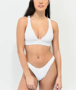 Damsel White Mini Ruffle Sport Bikini Top -Swimwear Store Damsel White Mini Ruffle Sport Bikini Top 353008 alt2 US