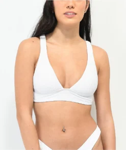 Damsel White Mini Ruffle Sport Bikini Top