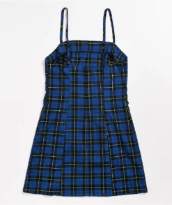 Empyre Dia Blue Plaid Mini Dress -Swimwear Store Empyre Dia Blue Plaid Mini Dress 335706 back US