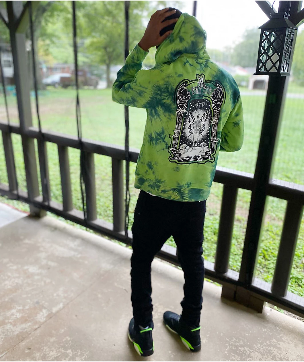 Empyre Fredia Butterfly Window Green Tie Dye Hoodie 5 Empyre Fredia Butterfly Window Green Tie Dye Hoodie - Image 5