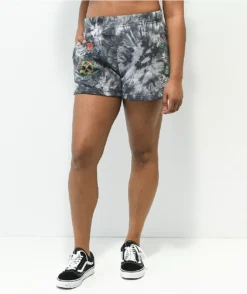 Empyre Jules Skull Black Tie Dye Sweat Shorts