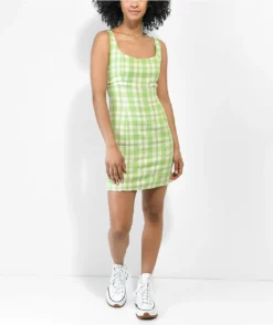 Empyre Sasha Green Plaid Tank Dress -Swimwear Store Empyre Sasha Green Plaid Tank Dress 356450 alt4 US