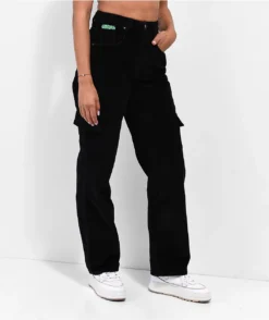 Empyre Tori Black Corduroy Cargo Skate Pants -Swimwear Store Empyre Tori Black Corduroy Cargo Skate Pants 362829 front US