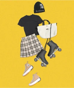 Empyre Vanessa Cream & Black Plaid Mini Skirt -Swimwear Store Empyre Vanessa Cream Black Plaid Mini Skirt 355376 alt4 US