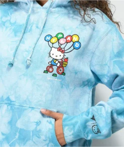 Hypland X Hello Kitty Balloons Blue Tie Dye Hoodie -Swimwear Store Hypland x Hello Kitty Balloons Blue Tie Dye Hoodie 354519 alt1 US