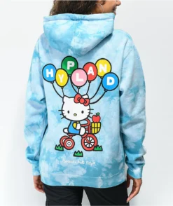 Hypland X Hello Kitty Balloons Blue Tie Dye Hoodie