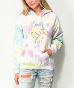 JV By Jac Vanek Cest La Vie Pastel Tie Dye Hoodie