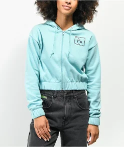 JV By Jac Vanek FU Blue Crop Zip Hoodie