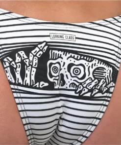 Lurking Class By Sketchy Tank Peeking Black & White Stripe High Leg Bikini Bottom -Swimwear Store Lurking Class by Sketchy Tank Peeking Black White Stripe High Leg Bikini Bottom 353145 alt2 US