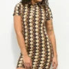 Motel Jeeves Brown Argyle Bodycon Dress