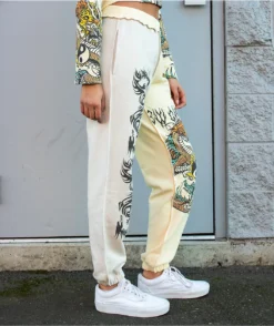 NGOrder Yin Yang Dragon Panel Yellow & Beige Sweatpants -Swimwear Store NGOrder Yin Yang Dragon Panel Yellow Beige Sweatpants 342141 alt5 US