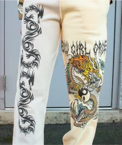 NGOrder Yin Yang Dragon Panel Yellow & Beige Sweatpants -Swimwear Store NGOrder Yin Yang Dragon Panel Yellow Beige Sweatpants 342141 alt6 US