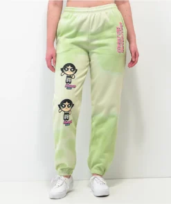NGOrder X Powerpuff Girls Buttercup Green Tie Dye Jogger Sweatpants -Swimwear Store NGOrder x Powerpuff Girls Buttercup Green Tie Dye Jogger Sweatpants 353100 alt3 US