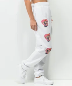 NGOrder X Powerpuff Girls White Jogger Sweatpants -Swimwear Store NGOrder x Powerpuff Girls White Jogger Sweatpants 353099 alt1 US