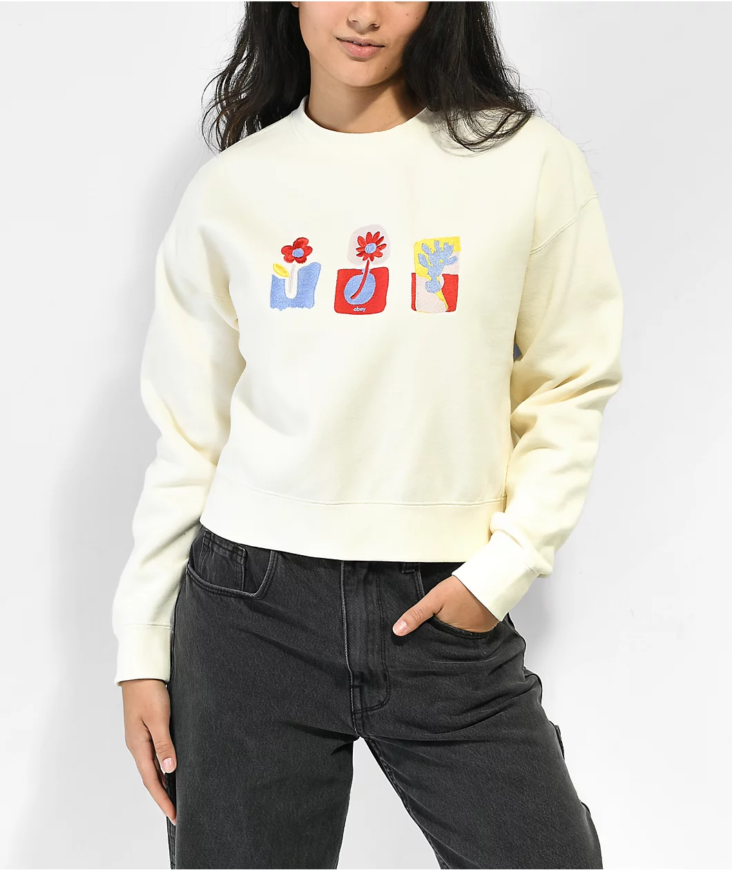 Obey Planter Natural Crop Crewneck Sweatshirt 2 Obey Planter Natural Crop Crewneck Sweatshirt - Image 2