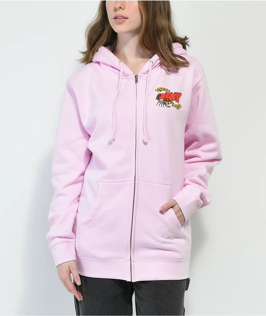 Obey Scorpion Pink Zip Hoodie 2 Obey Scorpion Pink Zip Hoodie - Image 2