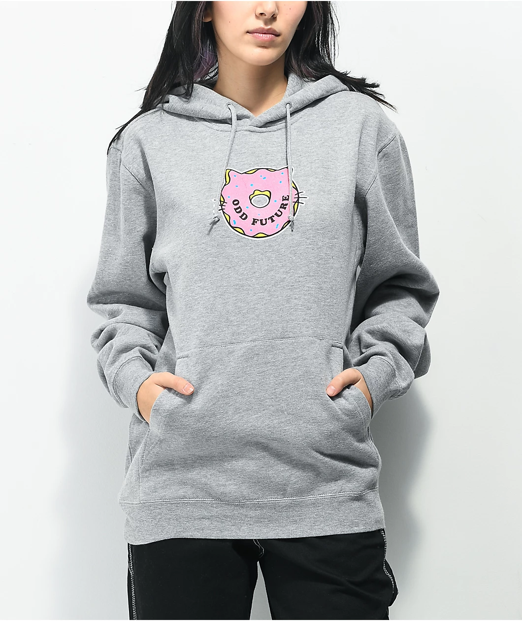 Odd Future Donut Cat Grey Hoodie 1 Odd Future Donut Cat Grey Hoodie