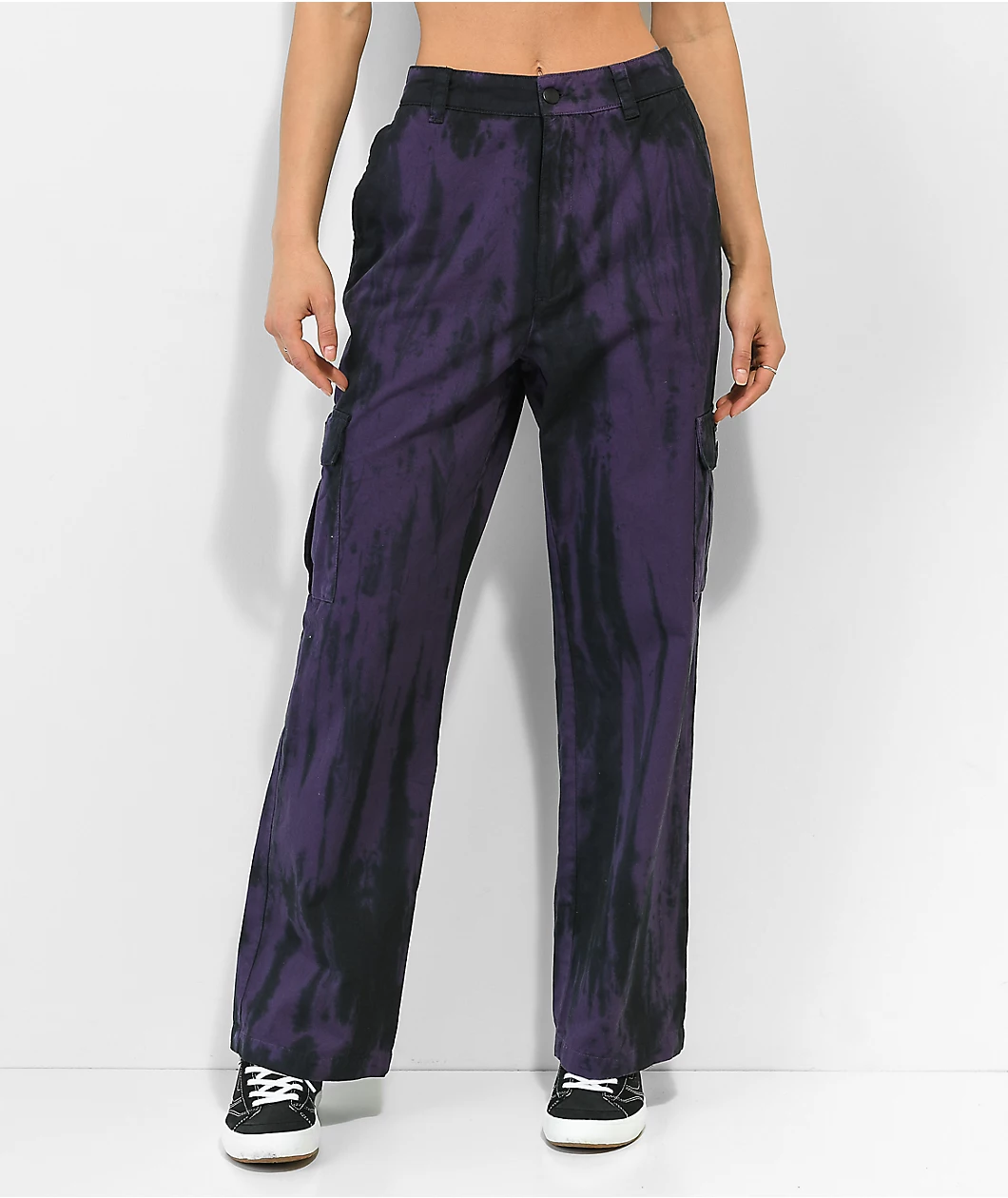Petals By Petals And Peacocks Swirl Purple Tie Dye Cargo Pants 1 Petals By Petals And Peacocks Swirl Purple Tie Dye Cargo Pants