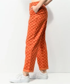 Petals And Peacocks Butterfly Checkered Orange Work Pants -Swimwear Store Petals and Peacocks Butterfly Checkered Orange Work Pants 349382 alt6 US