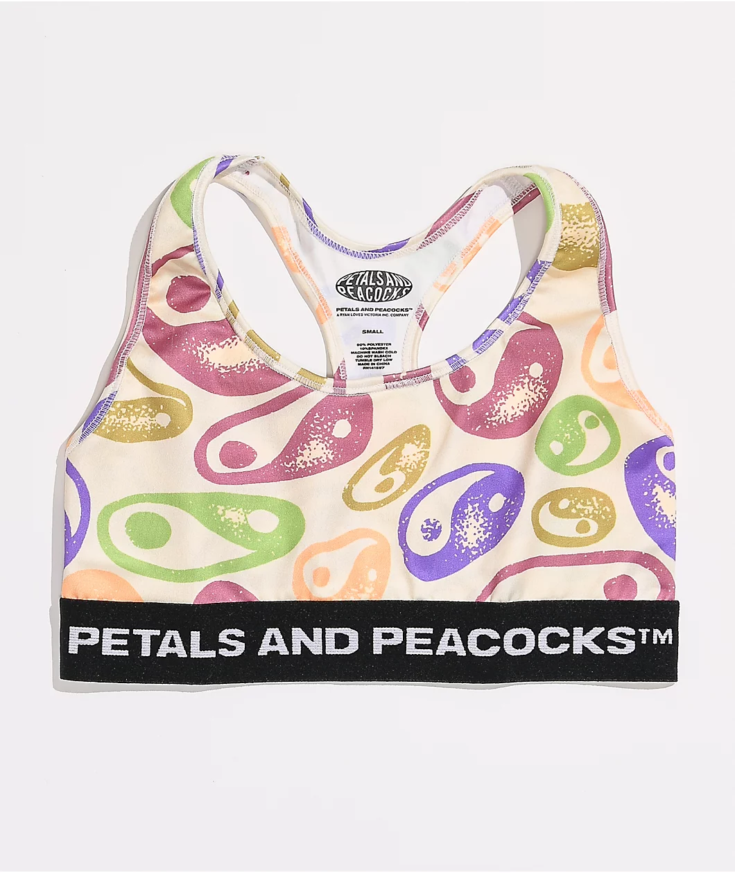 Petals And Peacocks Yin Yang Multicolor Sports Bra 1 Petals And Peacocks Yin Yang Multicolor Sports Bra